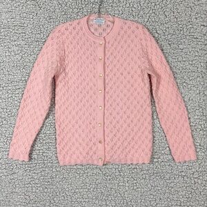 Pink Vintage Crochet Cardigan Small
